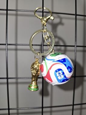 World Cup 2026 Keychain Set Soccer Ball + Trophy Charm Collectible